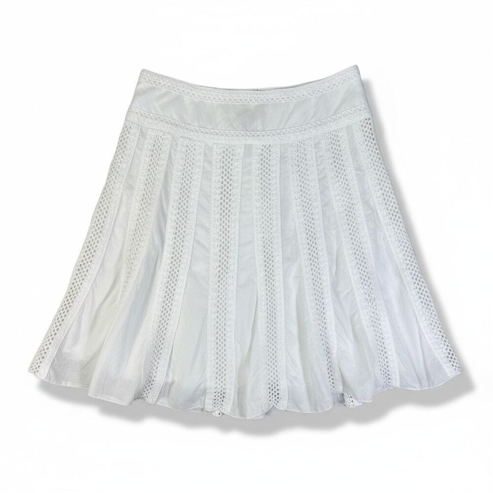 New York & Company Womens Crochet A Line Skirt White 10 Euro Summer Boho Beach